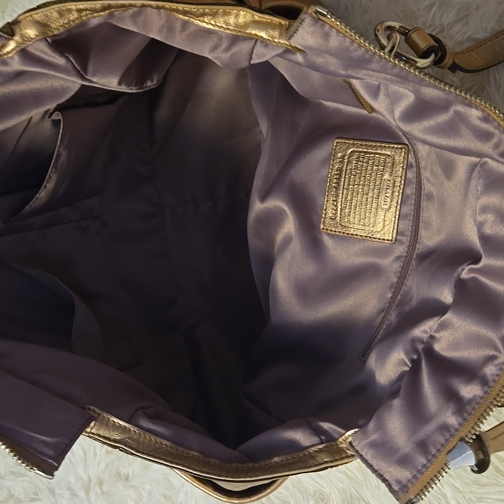 Coach Gold Metallic EmbossedTote East West - Picture 8 of 12